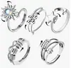 Anillo Giratorio de Plata Tailandesa para la Ansiedad Anillo para el Dedo Índice Multi-Círculo Cuentas de Transferencia Auspicioso Transferencia Moda Coreana Regalo para Novia