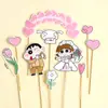 Decoração de Bolo Tendência Crayon Shin-Chan para Casal Aniversário Confissão Noivado Tema Casamento Shin-Chan Topper para Mesa de Sobremesas