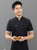 Ropa de Trabajo de Chef de Alta Gama Manga Larga Verano Uniforme de Chef para Hornear Manga Corta Transpirable Ropa de Trabajo para Cocina de Restaurante de Alta Gama Estampado y Bordado