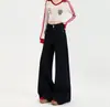 Calça Flare Preta para Mulheres, Tendência Outono/Inverno 2025 Nova Cintura Alta Modelagem Solta Perna Reta Flare