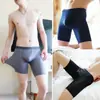 Ropa Interior Deportiva para Hombre, Anti-Rozaduras, Longitud Extendida, Piernas Anti-Rozaduras, Malla de Seda Hielo, Talla Grande, Transpirable, Secado Rápido, Brief Deportivo de Cintura Media