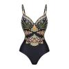 Traje de baño de una pieza con estampado negro y dorado de tirante único para mujer 2024 nuevo comercio exterior transfronterizo explosiones traje de baño Amazon 2323