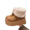 Botas de Nieve con Suela Gruesa que Aumentan la Altura, Cuello de Piel, para Mujer, Invierno 2026, Nuevos Zapatos de Algodón Gruesos y Elegantes, Botines