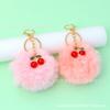 Lindo Chaveiro de Pom-Pom de Cereja para Meninas, Pingente de Pelúcia de Coelho Rex, Pingente de Chave de Bolsa, Presente Decorativo para Melhor Amiga