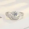Anillo Alas de Ángel Nueva Moda Europea y Americana Anillo Alas de Ángel Pluma de Ángel Dulce Diamante Alas de Ángel Anillo de Circonita