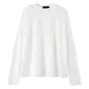 Camiseta Raglan Branca Básica Gola Redonda Manga Longa de Liocel Masculina Simples Solta Macia Cor Pura Camada Interna Top Básico