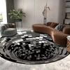 Tapete redondo de visão estéreo preto e branco, sala de estar, mesa de centro, sofá, cobertor, ilusão 3D, armadilha de carpete de vertigem, carpete Whirlpool