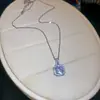Aretes Cuadrados de Zirconia Sparkly Azul Hielo de Mar Profundo, Anillo y Cadena para Clavícula - Conjunto de Joyería Elegante de Gama Alta de Nicho