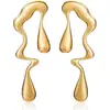 Pendientes Geométricos de Metal con Textura de Gota de Agua, Moda Creativa Retro Europea y Americana, Pendientes Geométricos Largos Exagerados de Industria Pesada Europea y Americana