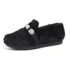 Directamente del fabricante: Zapatos peludos de strass para mujer para otoño e invierno, cálidos y con forro de felpa, zapatos planos de algodón sin cordones para usar al aire libre