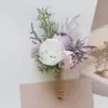 Yiyago 472 Suprimentos para Casamento Banquete Convidados Flores Artificiais Lapela do Noivo Noiva Flores de Mão Roxo
