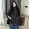 Ropa de otoño nueva para mujer estilo coreano, simple y elegante, cuello alto estilo británico, corte holgado, cinturón para anudar, gabardina corta versátil