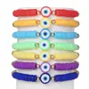 Pulsera de Ojo de Diablo Transfronteriza Moda Bohemia Color Arcoíris Cerámica Suave Pulsera Set de 7 Piezas para Mujer Venta al por Mayor