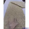 Vestido de Noche Francés con Adornos de Perlas, Bordado Pesado Blanco, Tela de Encaje de Malla, Encaje Nupcial