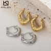 Aretes Pequeños Estilo Vintage Francés ins Geométricos Irregulares en Forma de C Ola Punto Textura Metálica Acero Titanio Oro de 18K Invierno para Mujer