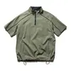 Camiseta Funcional de Verano para Trabajo Cuello Alto Contrastante Manga Corta Deportes al Aire Libre Estilo Montaña Fresca Secado Rápido Media Cremallera para Hombre