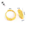 Anillo Dorado de Larga Duración para Mujer al por Mayor, Estilo Vintage con Acabado de Alta Gama, Incrustado con Diamantes, Nudo de Lazo Único, Diseño Floral, Palabras Auspiciosas, Anillo Ajustable