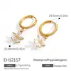Pendientes de Acero Inoxidable Transfronterizos Incrustados con Circonita Contorno en Forma de C Pendientes de Flor de Diamante Lujo Accesible Moda Pendientes Chapados en Oro de 18K
