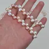 Produto semiacabado de pulseira de 17cm, 7mm 28 furos laterais, pérolas naturais de água doce genuínas em cores de doce, materiais para artesanato DIY