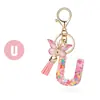 Llavero de moda con letras rosas, lentejuelas de amor, borla de mariposa, llavero, accesorios de colgante de epoxi de cristal para damas