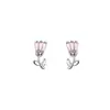 Pendientes de Plata de Ley S925 de Tulipán para Mujer, Exquisito y Sencillo Diseño de Nicho, Dulces y Elegantes Pendientes de Flor 0302A
