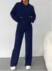 Conjunto Casual Transfronteiriço de Malha de Manga Comprida Outono/Inverno 2023 Europeu e Americano Moletom com Capuz Feminino Calças Compridas Soltas Conjunto de Duas Peças