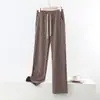 Calça de Casa Forrada com Fleece para Mulheres, Outono e Inverno Fina de Fleece Quente Xadrez Longa, Calça Casual Solta com Bolsos Laterais, Calça de Barra Reta para Uso ao Ar Livre