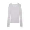 Suéter de tricô 100% lã Yangzi alemão, ponto 18, sem costura, gola redonda elegante slim-fit, top básico de manga longa afina a silhueta