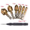Chaflanador de cinco hojas titanio plateado seis mangos juego de seis piezas 6mm-19mm combinación de punzón negro abridor de agujeros para carpintería