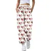Nuevos Pantalones Deportivos Jogger Impresos en 3D para Mujer Transfronterizos con Diseños de Corazón y Rosas, Pantalones Deportivos Casuales para Mamás, Holgados y Modernos