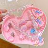 Nuevo collar de dibujos animados para niños, traje de regalo de apertura escolar, accesorios para el cabello de niña princesa sirena de jardín de infantes, caja de regalo, joyería