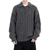 Popular Transfronterizo Talla Europea Talla Grande Polo Cuello de Solapa Tejido Hombres Trenzado Media Cremallera Estilo Old Money Fábrica Venta al por Mayor