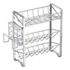 El fabricante suministra especiero de cocina de acero inoxidable, estante de almacenamiento de escritorio, estante de almacenamiento multicapa sin instalación, estante de almacenamiento para encimera
