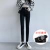 Jeans Cinza Azulado Feminino Cintura Alta Emagrecedor Forrado com Lã Novo Estilo Stretch Barra Apertada Calça Skinny para Outono e Inverno 2023