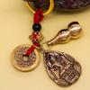Accesorios colgantes de latón con ocho santos patronos, llavero de coche para pareja, calabaza vacía, arena, cuerda roja, cinco accesorios de dinero del emperador