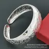 Pulseira de cobre branco banhada a prata imitação de prata de lei 999 pulseira larga de Lótus pulseira feminina joia entrega ao vivo TikTok peça única