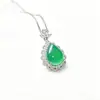 Collar con Hebilla de Paz de Calcedonia Verde para Mujer, Lujo Ligero con un Toque de Alta Gama, Colgante de Gota de Agua Verde Hielo en Nuevo Estilo Chino, Comparable al Jade