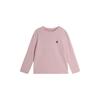 Pudding Haru Blusa de Primavera 2025 Nova Primavera Cor Pura Simples Manga Longa Camiseta Estampada com Letras Camiseta para Bebê Menina