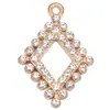 Estilo Coreano Simples Geométrico Vazado Rombo Diamond-Encrusted Pingente Acessórios DIY Liga Galvanizada Joias Colar Pulseira Atacado
