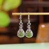 Yilu Prata S925 Prata de Lei Hetian Jade Jaspe Jadeíta Pipa Estilo Chinês Luxo Leve Brincos Novo Chinês com Sensação de Alta Qualidade