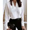 Nueva Camisa de Primavera Europea y Americana Aliexpress Amazon de Manga Larga con Cuello en V Holgada Estampada Camisa Top para Mujer