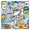 50 adesivos originais de peixe-gato em giz de cera, não violadores, animais de estimação fofos desenhados à mão, adesivos decorativos impermeáveis para copos térmicos