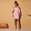Vestido Asimétrico con Hombro Descubierto Estilo Africano Ajustado al Cuerpo con Volantes, Vestido Corto Ceñido a la Cintura, Elegante Vestido Sexy de Color Sólido para Mujer con Hombros Descubiertos