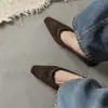 Muito Confortáveis de Usar~ Sapatos Baixos de Camurça Fosca Estilo Francês com Bico Fino e Salto Escondido para Mulheres 2026 Sapatos de Uma Sola de Boca Rasa Sapatos de Trabalho para Mulheres