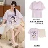 Pijama de Verano para Niñas de Manga Corta tipo Algodón con Almohadillas, Lindo Conjunto de Pijama Corto, Ropa de Casa Pullover de Cuello Redondo