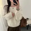 Design estilo coreano suéter de tricô solto afina corpo feminino primavera outono preguiçoso macio pegajoso ombro a ombro pulôver peça para sobreposição