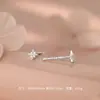 Pendientes de Plata Pura S999 con Forma de Estrella de Ocho Puntas y Tornillo en Forma de U para Mujer, Estilo Francés, Exquisitos, Versátiles, Lujo Ligero, Pendientes de Nicho, Venta al por Mayor
