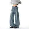 Calça jeans masculina com estampa de bambu, perna curva, tendência de outono, calça comprida casual com caimento fluido, calça larga versátil para adolescentes