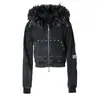 Moda Dark Punk Estilo de Rua Outono Novo Retro Moletom com Capuz e Gola de Pelo Lavado Roupas de Comércio Exterior Europeias e Americanas