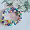 Pulsera de Piedra Ojo de Gato de 8 mm con Diseño Bicolor Graduado Transparente Hielo, Pulsera de Piedra Shoushan con Cuentas de Vidrio, Joyería Suave que se Envuelve Alrededor del Dedo